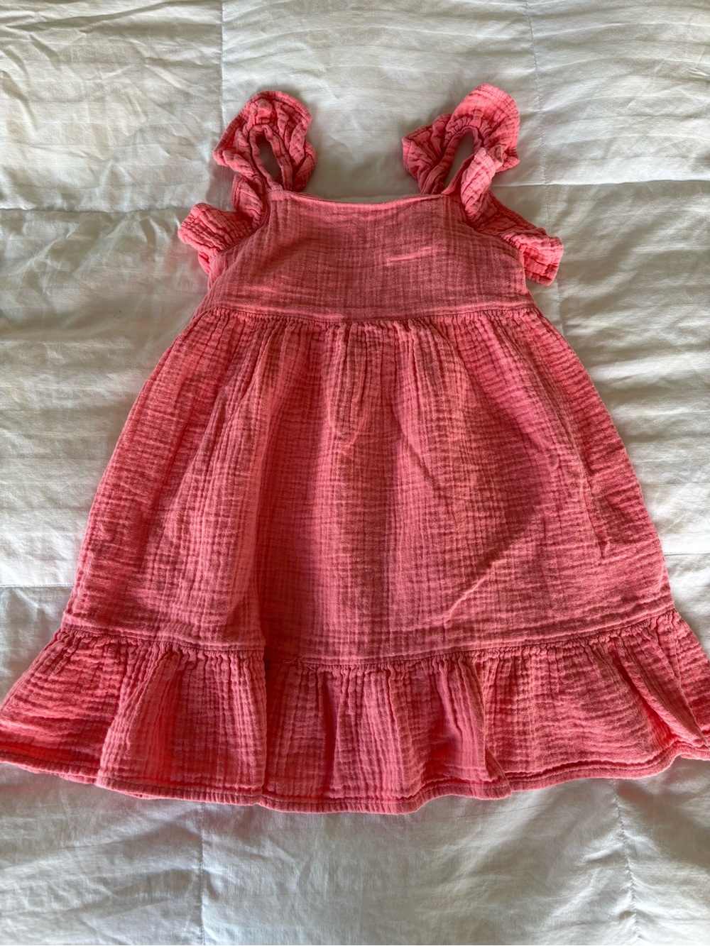 Cat & Jack Girls 4T Pink Cotton Gauze Sundress Ruffle detail Knee length